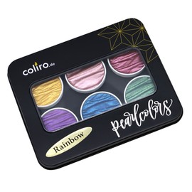 Coliro Pearlcolor Paint Set Rainbow C710 - New 2023 Version In Metal Box -Metallic Watercolor Paints (6-Color Set, 30mm)