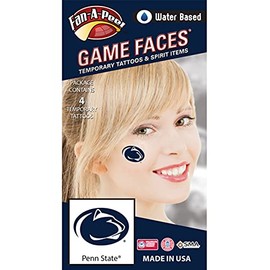 Penn State (PSU) Nittany Lions – Water Based Temporary Spirit Tattoos – 4-Piece – Dark Royal Blue Lion Head Oval Logo