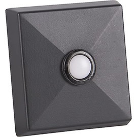 Craftmade PB5017-FB Recessed Mount Square LED Lighted Door Bell Push Button, 2"H x 2"W, Flat Black