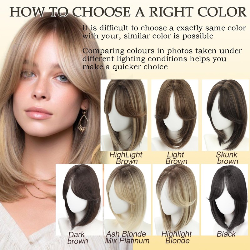 Hair Toppers For Women 14inch Synthetic Hair Topper With Bangs