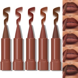 MooGlamor Matte Lip Liner Set Gradient Velvet Lip Crayon with Retractable and Long-Lasting Lipsticks for Women and Gift (5 Pcs #01-#05)