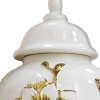 Homeroots 14" White and Gold Floral Urn Ceramic Ginger Jar