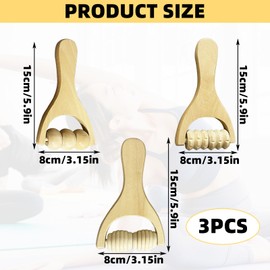 3PCS Muscle Roller Back Massage Roller Manual Wood Therapy Massage Tools Wooden Massage Roller Muscle Belly Relief Tool Muscle Roller Stick for Relaxes Thigh Leg Hands Full Body Muscle Men Women