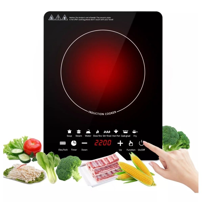 Parrilla Eléctrica Digital Parrilla Eléctrica Inducción 2200w Control Tactil Color