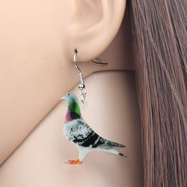 LONYOO Acrylic Cute Bird Pigeon Earrings Dangle Drop Fashion Spring Jewellery for Women Girls Trendy Charms Pigeon Gifts (Multicolor)
