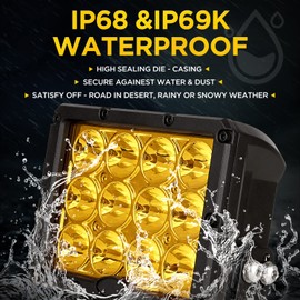 BIGLION.X Amber LED Driving Light, Spot Light Led lights Offroad Lighting Yellow LED Off road Lights for Tractor Engineer Truck, 12/24V (7INCH)