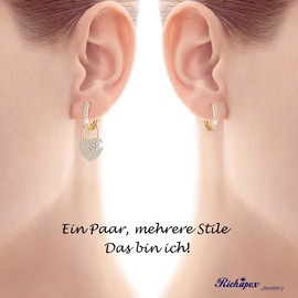 Richapex Gold Earrings Women's 18k Gold Hypoallergenic Trendy Heart Hoop Earrings Hanging Small Hoop Earrings Gold Earring for Women, Brass, Cubic Zirconia