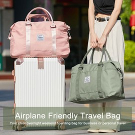 Womens travel bags, weekender carry on for women, sports Gym Bag, workout duffel bag, overnight shoulder Bag fit 15.6 inch Laptop Large Light Green