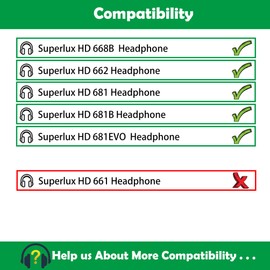 ACCOUTA Atmungsaktive Ersatz Ohrpolster Kissen Kompatibel mit Superlux HD 681EVO 668B HD681 681B 662 Kopfhörer Ohrpolster mit strapazierfähigem Stoff/atmungsaktivem Protein Leder und Memory Schaum