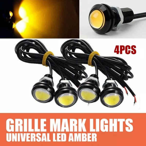 Unbranded 4pcs LED Bumper Grille Light Amber fit Universal Truck