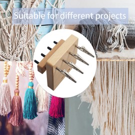 Fringe Twister with 4 Clips, Wood Cord Maker Tool for Quickly Twisting, Yarn Fringe Twister for Weaving, Tassel/Rope Making Machine
