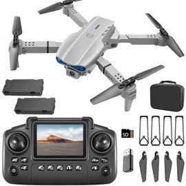 elecci E99 Drone with Screen Controller, Two-batteries, Altitude Hold, One Key Take Off/Landing, Active Obstacle Avoidance. with Black Outdoor Carrying Case. (White - 2 batteries)