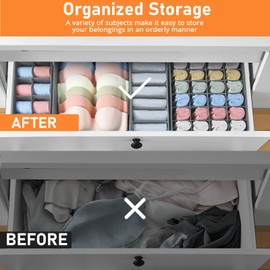 Joyoldelf Drawer Organiser - 6 Pack Foldable Drawer Dividers for Bras, Socks, Panties, and Ties, Closet Wardrobe Storage Organiser for Drawers and Shelves