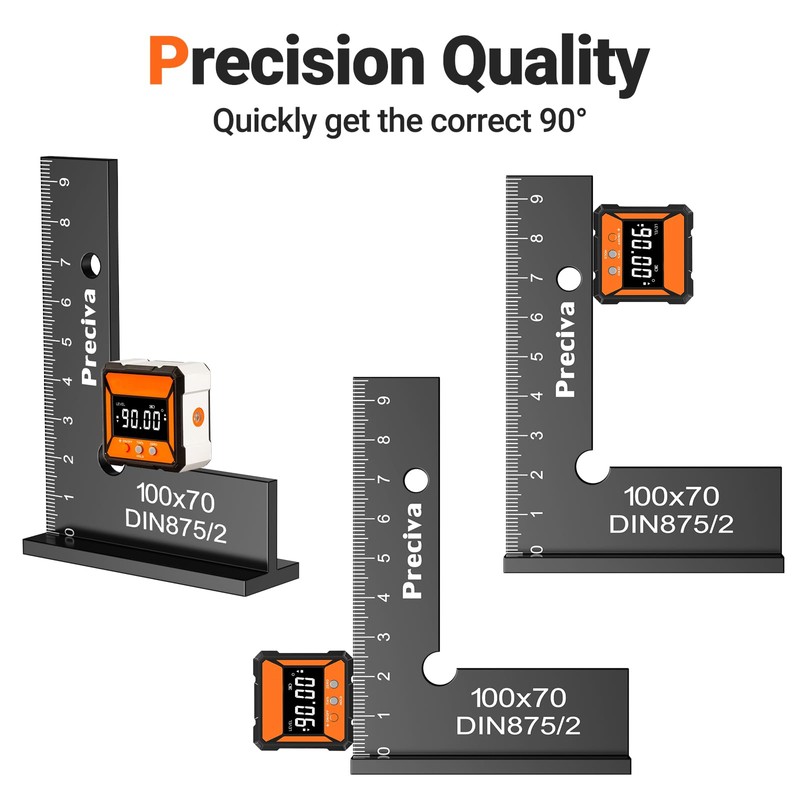 Preciva Engineer's Square Set, 2 Pieces, 90° Try Square, Carpenter's