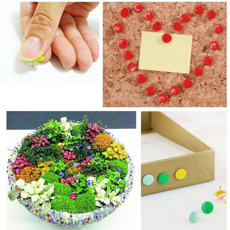 VAPKER 200 PCS Thumb Tacks Black Plastic Round Head Thumbtacks