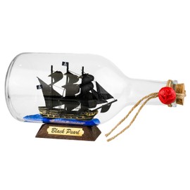 SAILINGSTORY Pirate Ship in a Bottle Ship Model Black Pearl Black Sails