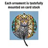 Grey Tabby Cat Christmas Ornament - Faux Stained Glass Embossed