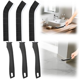 3-Pack Stiff Bristle Crevice Cleaning Brush Set - Long-Handled Grout Brush for Kitchen & Bathroom Gaps, Ergonomic Design with Hanging Hole