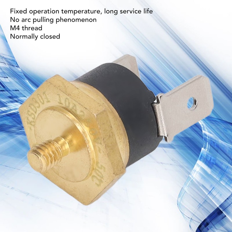5PCS KSD301 Copper Thermostat Bimetal Normally Closed M4 Snap Disc