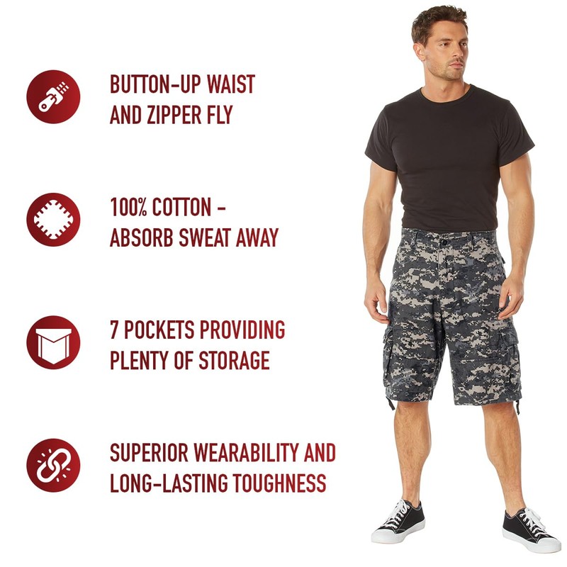 Rothco Vintage Infantry Shorts, Subdued Urban Digital, X-Large