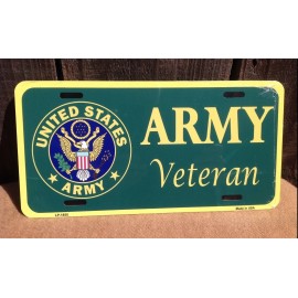 Unbranded US Army Veteran Green Military Metal License Plate Auto Car Truck Tag