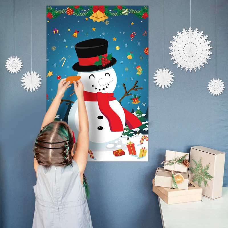 Hxezoc Pin the Nose On The Snowman with 45pcs Carrot