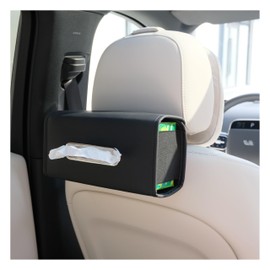 Car Tissue Holder, Ompellus Premium PU Leather Tissue Box Holder for Car Seat Back, Extra Large Tissue Box Cover Rectangle Fits for Regular Size Tissues (Black)