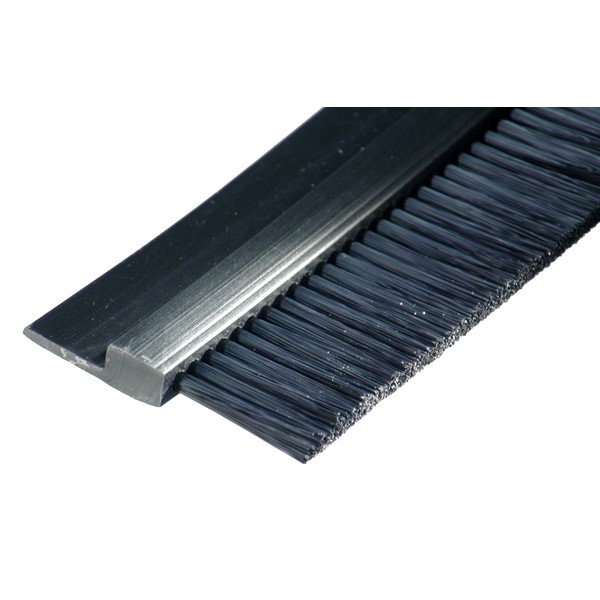 Tanis Brush FPVC143036 Stapled Strip Brush with Flexible PVC, H-Shaped Profile, Black Nylon Bristles, 3' Overall Length, 3" Trim Length, 4" Overall Height