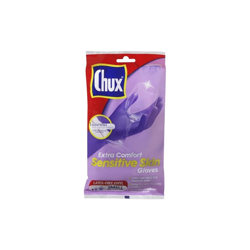 Chux Extra Comfort Sensitive Skin Gloves, Latex-Free Vinyl with Cotton