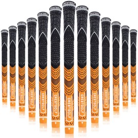 Crestgolf Updated Multi Compound Golf Grips for Golf Clubs, Set of 13, More Non-Slip, Ecological Cotton Yarn Thread Technology (Standard Orange)