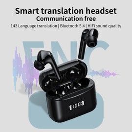 AI Translation Earbuds Real Time, 3 in 1 Language Translator Earbuds in Real Time 144 Languages & Accents, Translation Headphones Wireless Bluetooth Earbuds APP