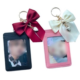 K-pop - Soporte para tarjetas fotográficas con llavero, portátil, 2 unidades, funda protectora dura con lazo clásico disponible para tarjetas de PC, t