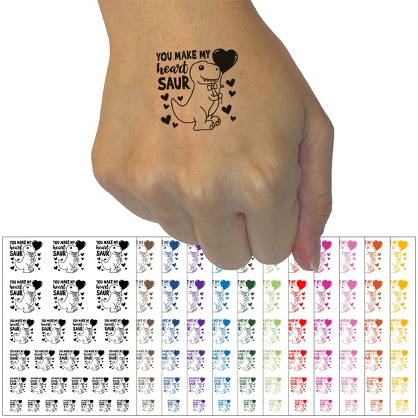 You Make My Heart Saur Soar Dinosaur Valentine's Day Temporary
