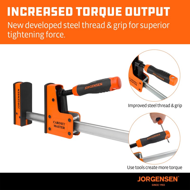 JORGENSEN 18-Inch Parallel Bar Clamp, Heavy-Duty Cabinet Master Clamp for