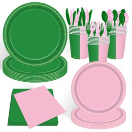 ASLERMURE 140pcs Pink and Green Witch Party Decorations Tableware, Witch Table Centerpieces Party Supplies, Tableware Set Cups for Girls Birthday Decorations Severs 20 Guests