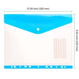 PINGEUI 24 Pack Plastic Binder Wallets, A4 Punch Pocket with Metal Ring and Label Pocket, Hole Punched Plastic Wallets for Office and Business, 6 Colors