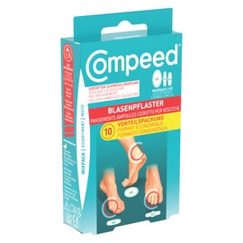 Compeed Cerotti per vesciche. Lunga durata e resistenti all'acqua- Pack misto, 10 Cerotti. Pack 100% plastic free