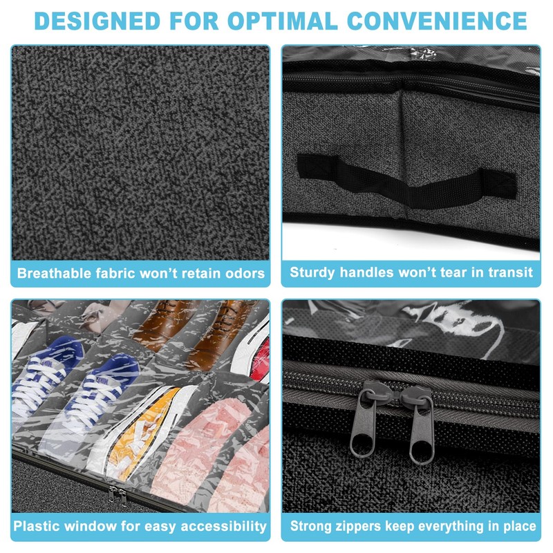 Under Bed Shoe Storage Organizer for Closet, Fits 32 Pairs