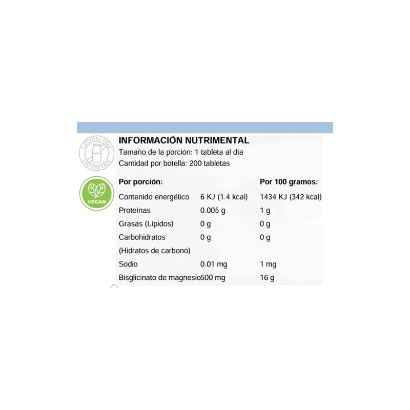 Bisglicinato De Magnesio 500 Mg 200 Días De Suministro