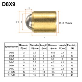 sourcing map 10pcs Ball Point Spring Plungers 10x13mm Brass No Step Positioning Beads Ball Spring Plungers Ball Catch Latch for Door Cupboard Mechanical Devices Furniture
