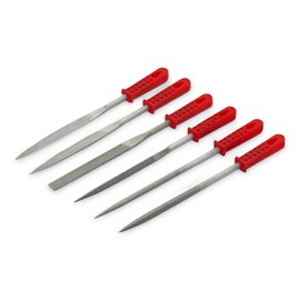 6-Piece Needle File Set – Precision High Carbon Steel Files with Plastic Handles for Metalworking, Woodworking, and DIY Projects