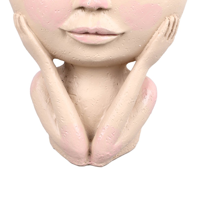 Unique Head Plant Pot with Drainage Hole Resin DIY Face