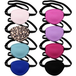 Geyoga 16 Pcs Medical Eye Patches Adjustable Colorful Halloween Pirate Costume Pink Soft Silk Amblyopia Left Right Single Lazy Eye Patches Mask Cover Black for Adults Women Kids Girls Men