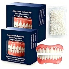 Functional dentures, adjustable functional full-mouth dentures, premium style, custom-made silicone full-mouth denture set, premium style, for Men and Women-2-piece