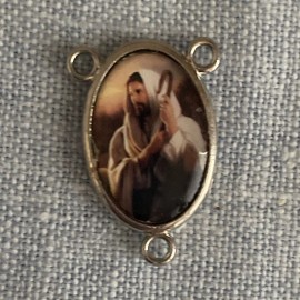 Jesus The Good Shepherd Rosary Centers | Rosary Making Parts | Silver Tone