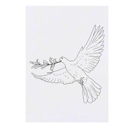'Dove With Olive Branch' Temporary Tattoo - Water Resistant, Skin-Safe, Non-Toxic Transfer (TO00042880)
