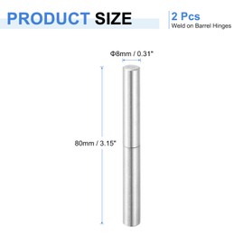 QUARKZMAN 2 Pieces 3-1/8" x 5/16" (LxD) Stainless Steel Weldable Removable Barrel Hinges for Metal Gates, Swing Doors, Trailer Ramps, Silver