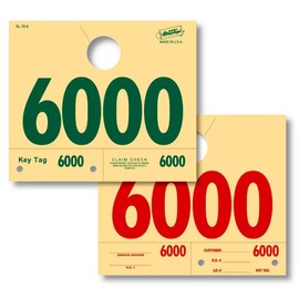 1000 Automotive Service Dispatch Numbers Mirror Hang Tags Numbered 6000-6999 RL78 Style Red Green Service Dispatch Numbers Manilla Card Stock with 1.25 Slotted Hang Cutout