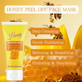 Honey Peel Off Face Mask - Face Peel Mask - The Honey P eel Fa ce Ma sk - Hon ey Tearing Ma sk - Pore Cleansing, Gentle Exfoliating, Moisturizing, Nourishing, Smooth Skin
