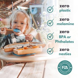 Bubba Boo Ark Bamboo Baby Plate| Fun Bamboo Suction Plates (Baby Weaning) |Toxin Free (Yellow)